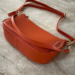 Italian Orange Leather Crossbody Bag